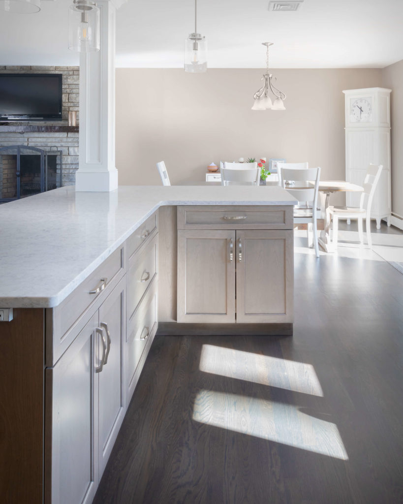 Trumball kitchen remodel showing rear of creative kitchen island design