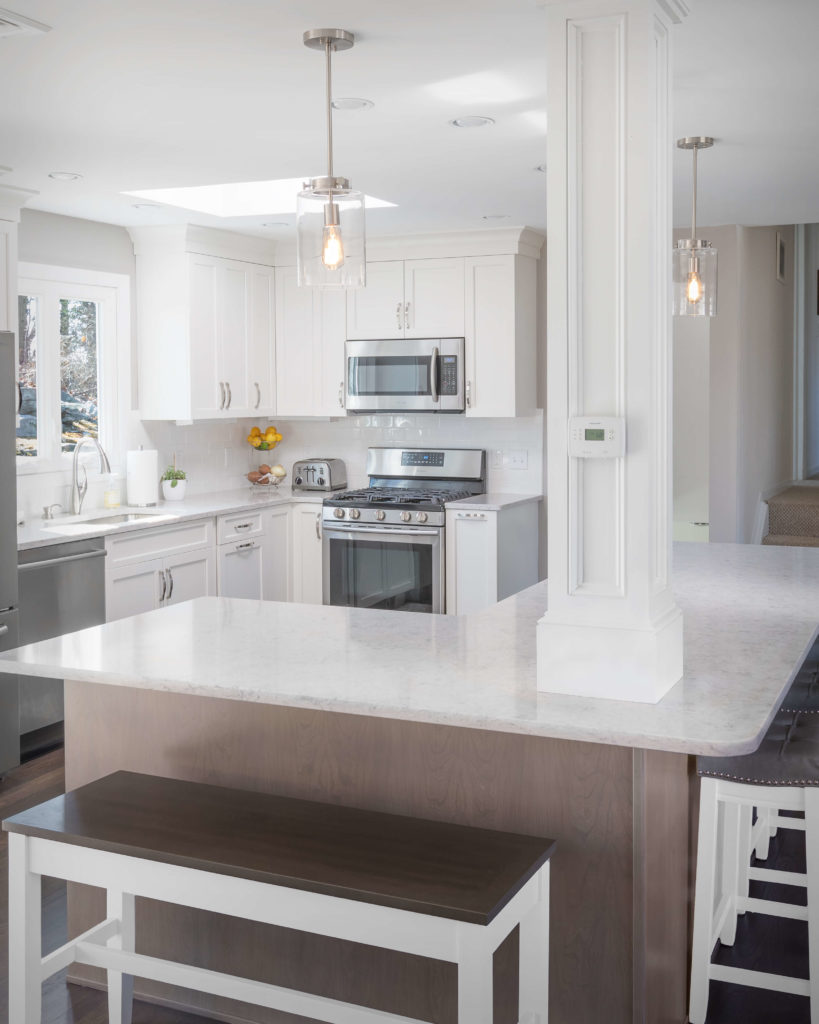 Trumball kitchen remodel with creative kitchen island design